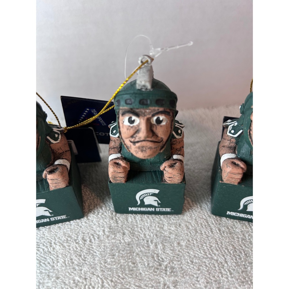 Michigan State Spartans Sparty Tiki Totem Mascot Ornaments Lot of 6 - Picture 2 of 5